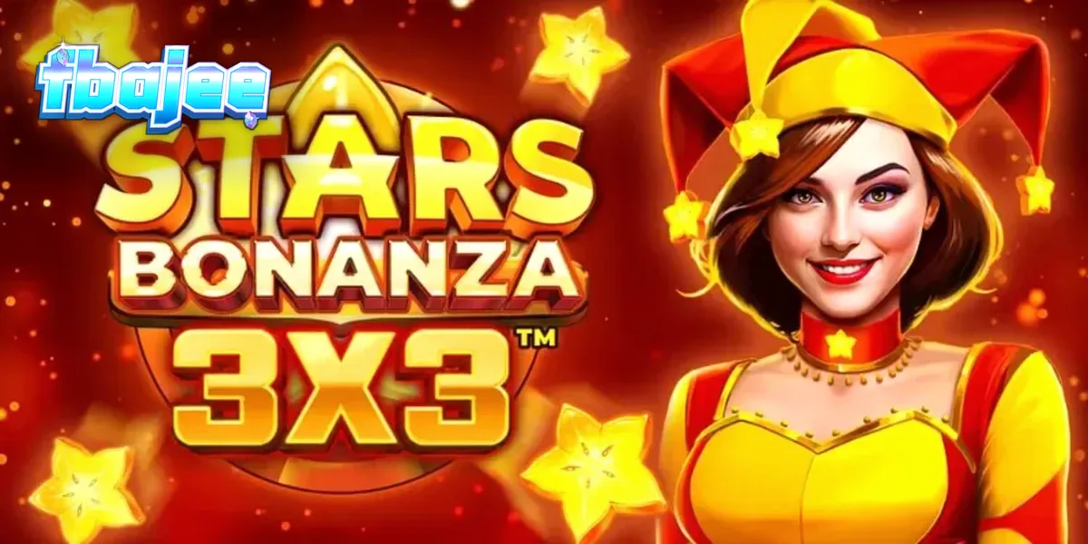 Stars Bonanza 3×3 স্লট গেমের রঙিন ইন্টারফেস এবং জেসটার চরিত্র